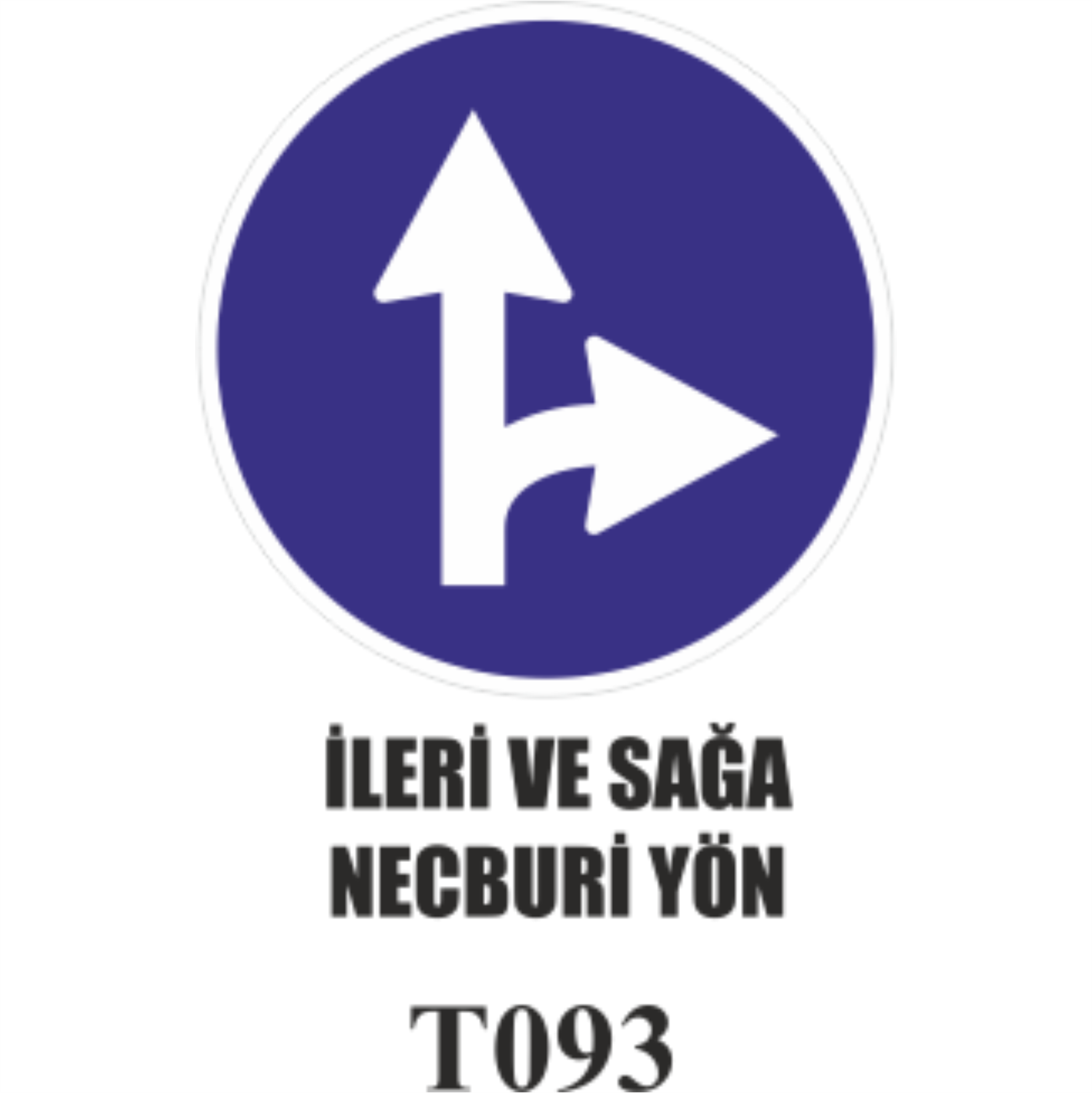 İleri Ve Sola Mecburi Yön- Uyarı Levhası