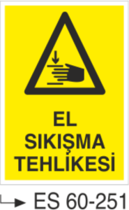 El Sıkışma Tehlikesi-Uyarı Levhası
