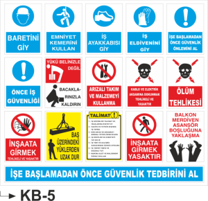 İşe Başlamadan Önce Güvenlik Tedbirini Al  Uyarı Levhası - Uyarı Levhaları