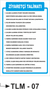 Ziyaretçi Talimatı -Uyarı Levhası