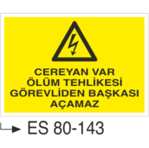 Cereyan var Ölüm Tehlikesi Görevliden Başkası Açamaz- Uyarı Levhası
