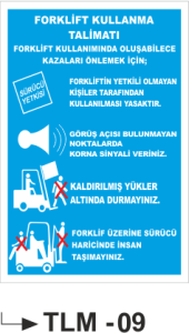 Forklift Kullanım Talimatı -Uyarı Levhası