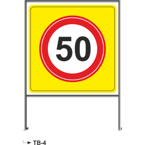50 Hız Sınırı Uyarı Levhası