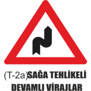 Sağa Tehlikeli Devamlı Viraj Tabelası- Uyarı Levhaları