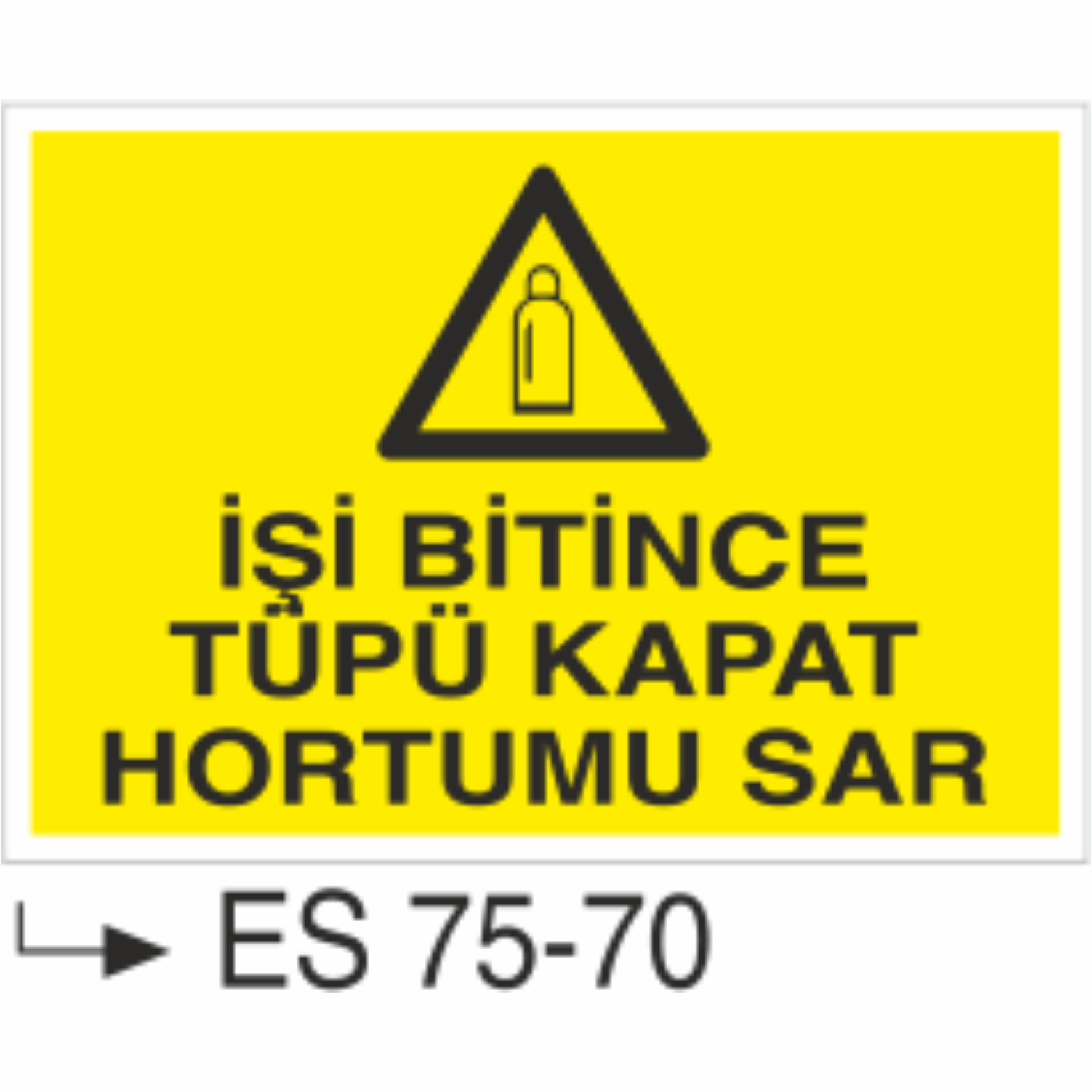 İşin Bitince Tüpleri Kapat Hortumlarını Yerine Sar- Uyarı Levhası