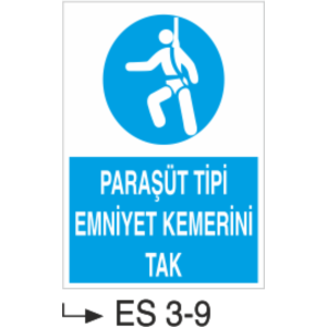Paraşüt Tipi Emniyet Kemerini Tak -Uyarı  Levhası