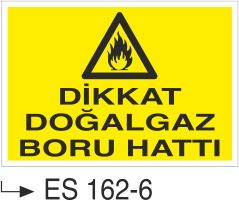Dikkat Doğal Gaz Boru Hattı  -Uyarı Levhası
