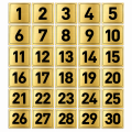 1’den 30’a Kapı – Daire – Dolap Numarası | 5×5 cm Gold veya Gümüş Metal Plaka – UV Baskı