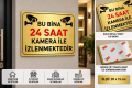 Bu Bina 24 Saat Kamera ile İzlenmektedir Levhası Gold Metal 20x15 cm
