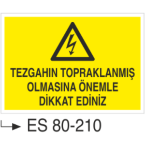 Tezgahın Topraklanmış Olmasına Önemle Dikkat Ediniz- Uyarı Levhası