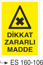 Dikkat Zararlı Madde  - Uyarı Levhası