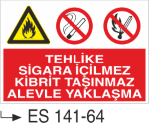Tehlike Sigara İçilmez Kibrit Taşınmaz Alevle Yaklaşma- Uyarı  Levhası