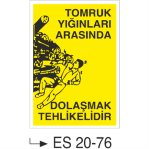 Tomruk Yığınları Arasında Dolaşmak Tehlikelidir- Uyarı  Levhası