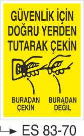Güvenlik İçin Doğru Yerden Tutarak Çekiniz- Uyarı Levhas
