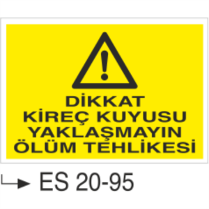 Dikkat Kireç Kuyusu Yaklaşmayın Ölüm Tehlikesi- Uyarı  Levhası