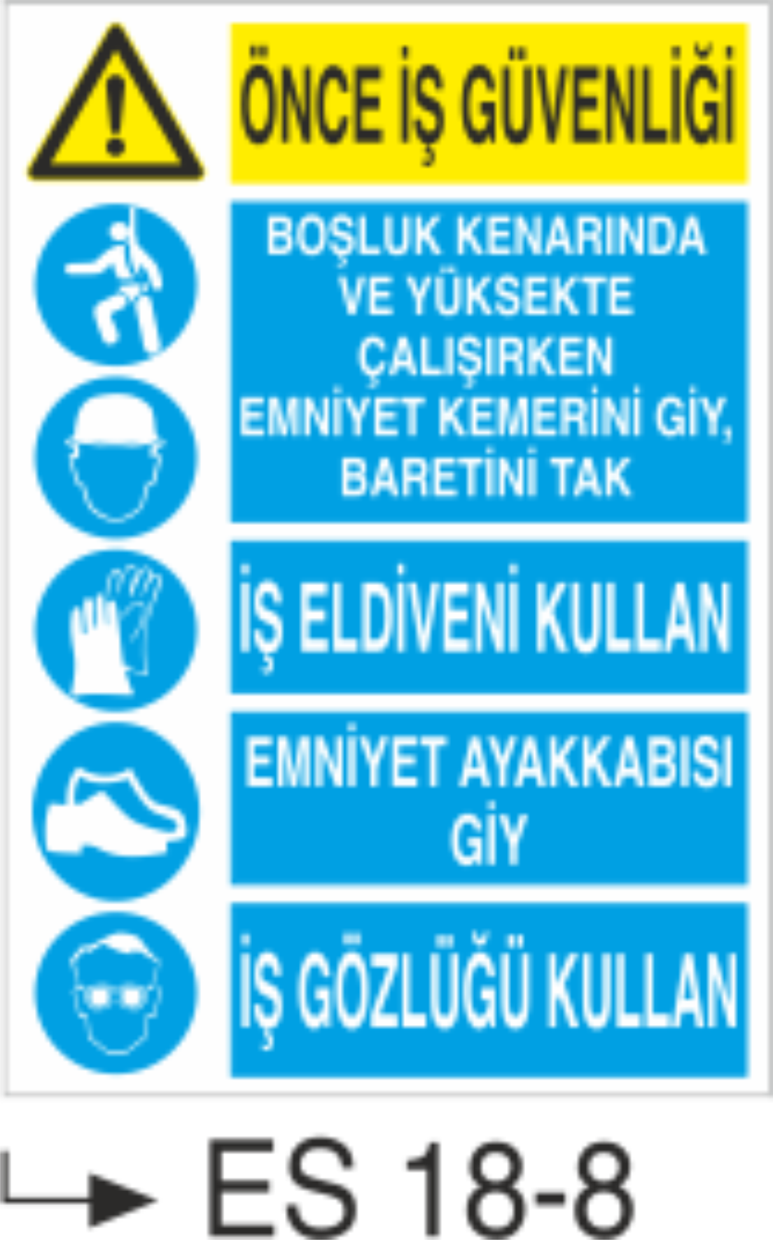 Önce İş Güvenliği Kişisel Koruyucu Kullan-Uyarı  Levhası