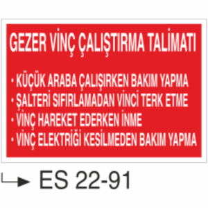 Gezer Vinç Çalıştırma Talimatı- Uyarı