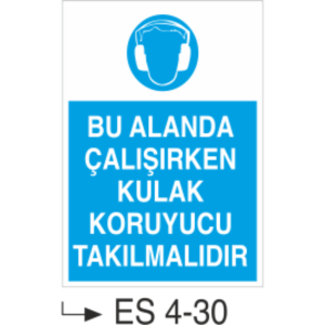 Bu Alanda Çalışırken Kulak Koruyucu Takılmalıdır-Uyarı  Levhası