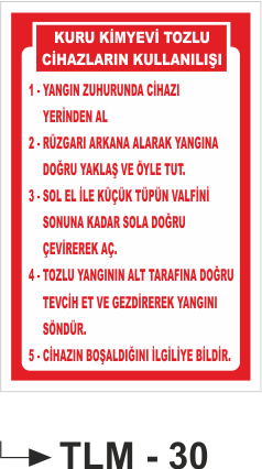 Kuru Kimyevi Cihazları Kullanım Talimatı- Uyarı Levhası