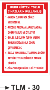 Kuru Kimyevi Cihazları Kullanım Talimatı- Uyarı Levhası