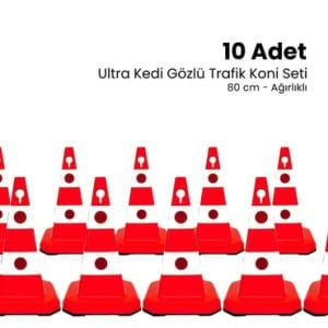10 Adet Ultra Kedi Gözlü Trafik Konisi Ağırlıklı 60cm Trafik Dubası  (ADL12351TKA10SET)