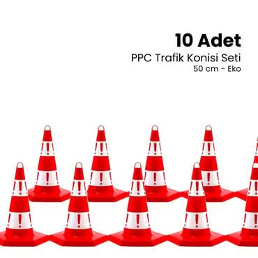 10 Adet Eko Trafik Konisi 50 cm Trafik Dubası  (ADL12302TKSET)