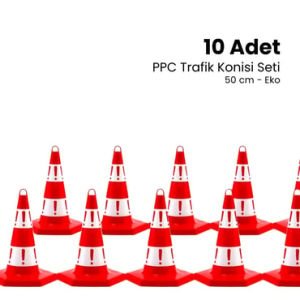 10 Adet Eko Trafik Konisi 50 cm Trafik Dubası  (ADL12302TKSET)
