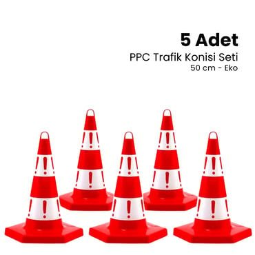 5 Adet Eko Trafik Konisi 50 cm Trafik Dubası  (ADL12302TK5SET)