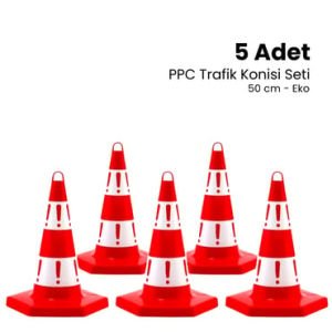 5 Adet Eko Trafik Konisi 50 cm Trafik Dubası  (ADL12302TK5SET)