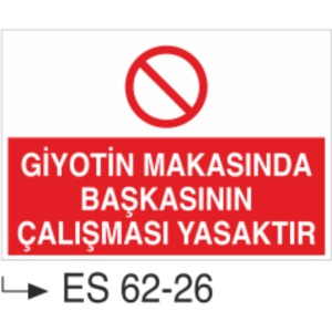Giyotin Makasında Başkasının Çalışması Yasaktır-Uyarı Levhası