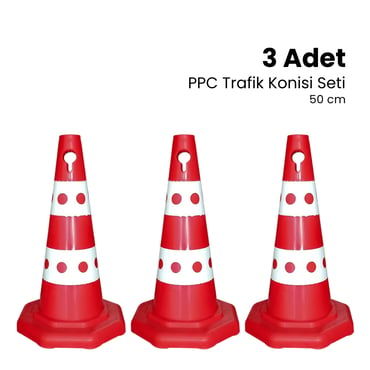 3 Adet PPC Trafik Konisi 50 cm Trafik Dubası Seti  (ADL5032083SET)