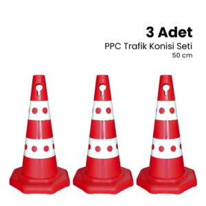 3 Adet PPC Trafik Konisi 50 cm Trafik Dubası Seti  (ADL5032083SET)