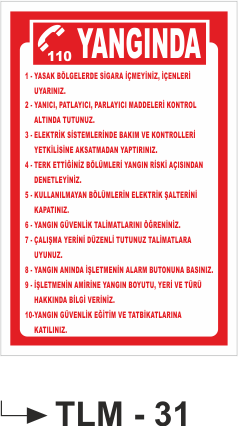 Yangında - Uyarı Levhası