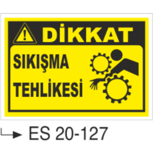 Dikkat Sıkışma Tehlikesi- Uyarı  Levhası