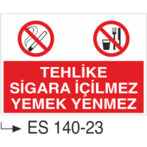 Tehlike Sigara İçilmez Yemek Yenmez -Uyarı Levhası