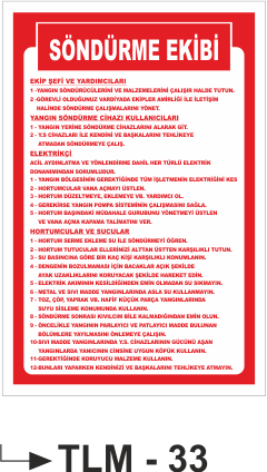 Söndürme Ekibi - Uyarı Levhası