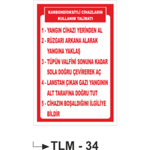 Karbondioksitli Cihazların Kullanım Talimatıı- Uyarı Levhası