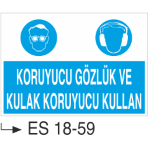 Koruyucu Gözlük ve Kulak Koruyucu Kullan- Uyarı  Levhası