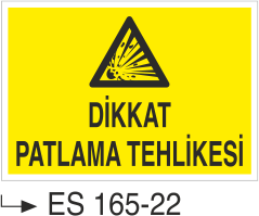 Dikkat Patlama Tehlikesi - Uyarı Levhası