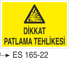 Dikkat Patlama Tehlikesi - Uyarı Levhası