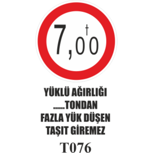 Yüklü Ağırlığı ... Tondan Fazla Yük Düşen Taşıt Giremez - Uyarı Levhası