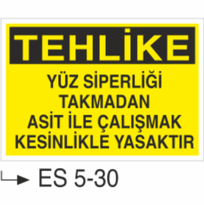 Tehlike Yüz Siperliği Takmadan İle Çalışmak Kesinlikle Yasaktır-Uyarı  Levhası