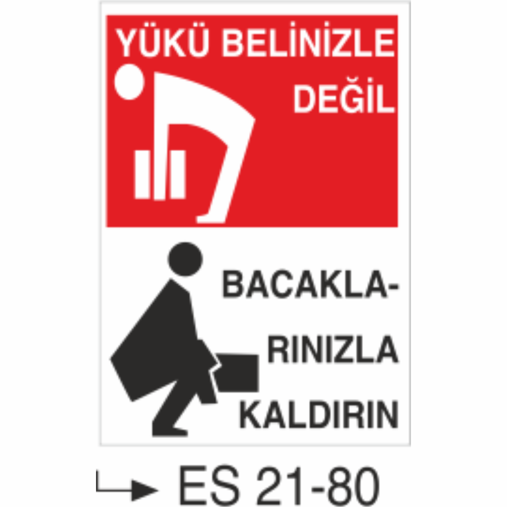 Yükü Belinizle Değil Bacaklarınızla Kaldırın- Uyarı  Levhası