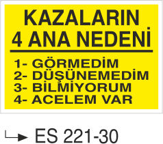 Kazaların 4 Ana Nedeni - Uyarı Levhası